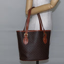 CELINE Macadam Canvas Tote Bag PVC Leather Brown Gold Auth 147637-23