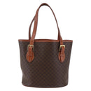 CELINE Macadam Canvas Tote Bag PVC Leather Brown Gold Auth 147637-13