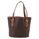 CELINE Macadam Canvas Tote Bag PVC Leather Brown Gold Auth 147637-2