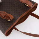 CELINE Macadam Canvas Tote Bag PVC Leather Brown Gold Auth 147637-6