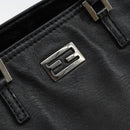 FENDI Hand Bag Leather Black Silver Auth 147641-17