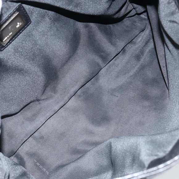 FENDI Hand Bag Leather Black Silver Auth 147641