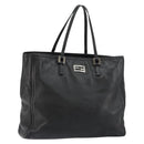 FENDI Hand Bag Leather Black Silver Auth 147641-1