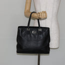 FENDI Hand Bag Leather Black Silver Auth 147641-21
