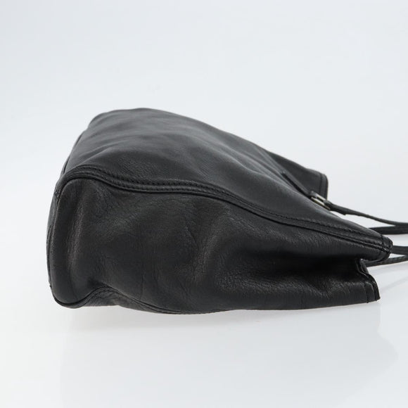 FENDI Hand Bag Leather Black Silver Auth 147641