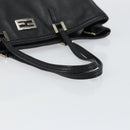 FENDI Hand Bag Leather Black Silver Auth 147641-7