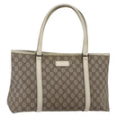GUCCI GG Supreme Tote Bag PVC Beige Silver 114595 Auth 147642-1