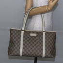 GUCCI GG Supreme Tote Bag PVC Beige Silver 114595 Auth 147642-22