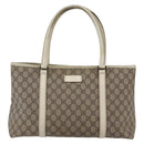 GUCCI GG Supreme Tote Bag PVC Beige Silver 114595 Auth 147642-13
