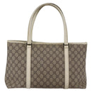 GUCCI GG Supreme Tote Bag PVC Beige Silver 114595 Auth 147642-2