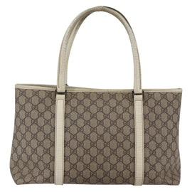GUCCI GG Supreme Tote Bag PVC Beige Silver 114595 Auth 147642 - 0