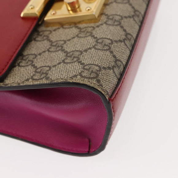 GUCCI Small Padlock Chain Shoulder Bag PVC Beige Gold 409487 Auth 147643