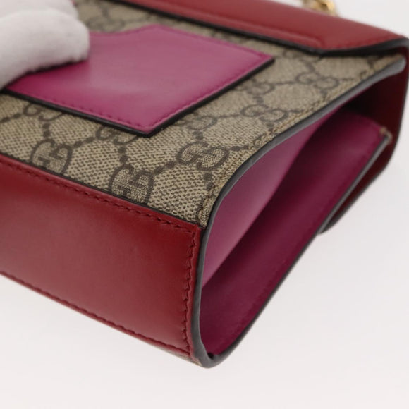 GUCCI Small Padlock Chain Shoulder Bag PVC Beige Gold 409487 Auth 147643