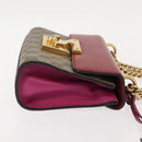 GUCCI Small Padlock Chain Shoulder Bag PVC Beige Gold 409487 Auth 147643-3