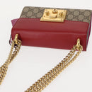 GUCCI Small Padlock Chain Shoulder Bag PVC Beige Gold 409487 Auth 147643-6