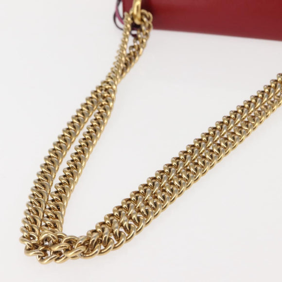 GUCCI Small Padlock Chain Shoulder Bag PVC Beige Gold 409487 Auth 147643