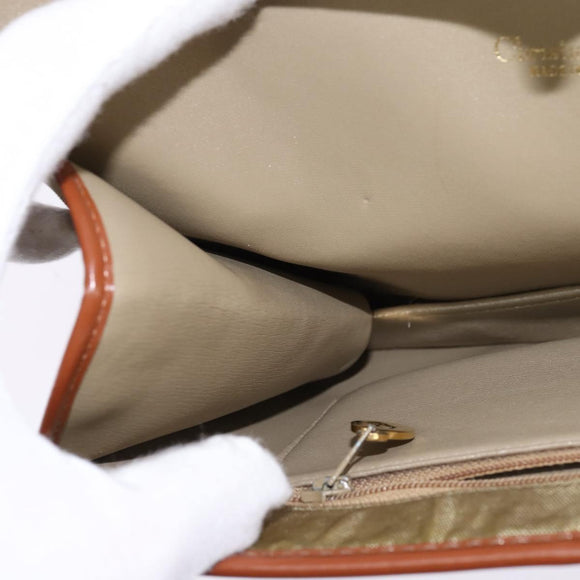 Christian Dior Shoulder Bag Nylon Beige Gold Auth 147658