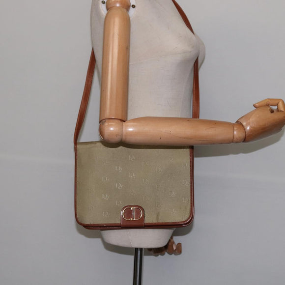 Christian Dior Shoulder Bag Nylon Beige Gold Auth 147658