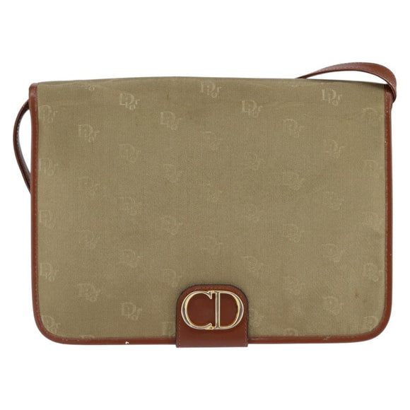 Christian Dior Shoulder Bag Nylon Beige Gold Auth 147658
