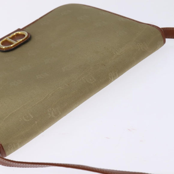 Christian Dior Shoulder Bag Nylon Beige Gold Auth 147658
