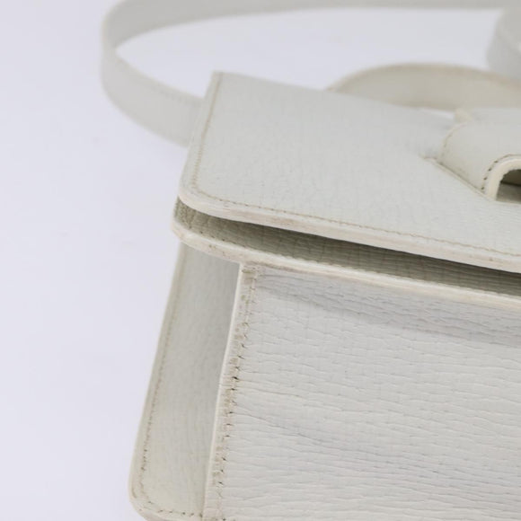 LOEWE Barcelona Hand Bag Leather 2way White Gold Auth 147666