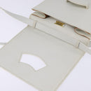 LOEWE Barcelona Hand Bag Leather 2way White Gold Auth 147666-11