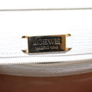 LOEWE Barcelona Hand Bag Leather 2way White Gold Auth 147666-19