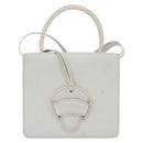 LOEWE Barcelona Hand Bag Leather 2way White Gold Auth 147666-13