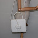 LOEWE Barcelona Hand Bag Leather 2way White Gold Auth 147666-23