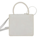 LOEWE Barcelona Hand Bag Leather 2way White Gold Auth 147666-2