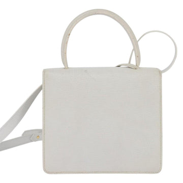 LOEWE Barcelona Hand Bag Leather 2way White Gold Auth 147666 - 0