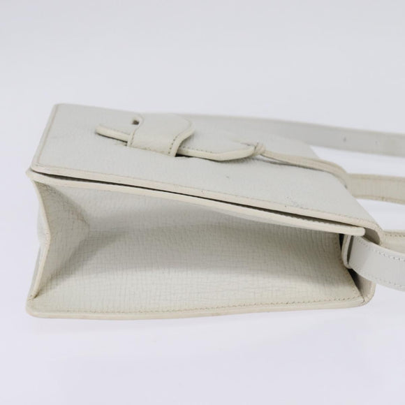 LOEWE Barcelona Hand Bag Leather 2way White Gold Auth 147666