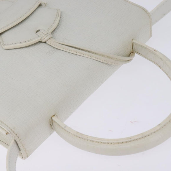 LOEWE Barcelona Hand Bag Leather 2way White Gold Auth 147666