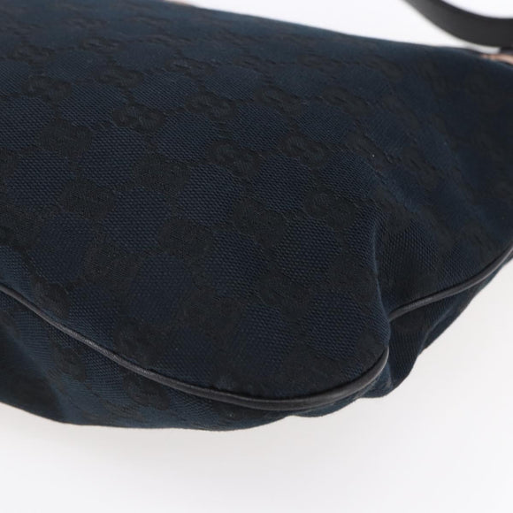 GUCCI GG Canvas Shoulder Bag Black Gold 155563 Auth 147670V