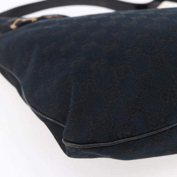 GUCCI GG Canvas Shoulder Bag Black Gold 155563 Auth 147670V