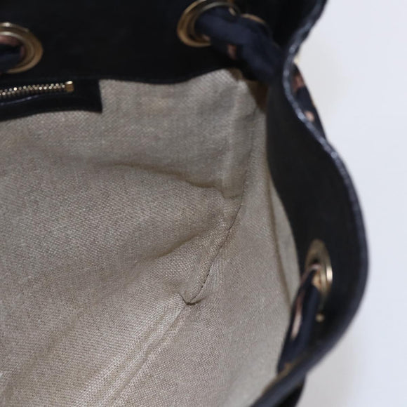 GUCCI GG Canvas Shoulder Bag Black Gold 155563 Auth 147670V