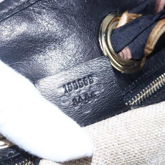 GUCCI GG Canvas Shoulder Bag Black Gold 155563 Auth 147670V