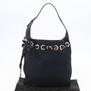 GUCCI GG Canvas Shoulder Bag Black Gold 155563 Auth 147670V-12