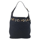 GUCCI GG Canvas Shoulder Bag Black Gold 155563 Auth 147670V-2