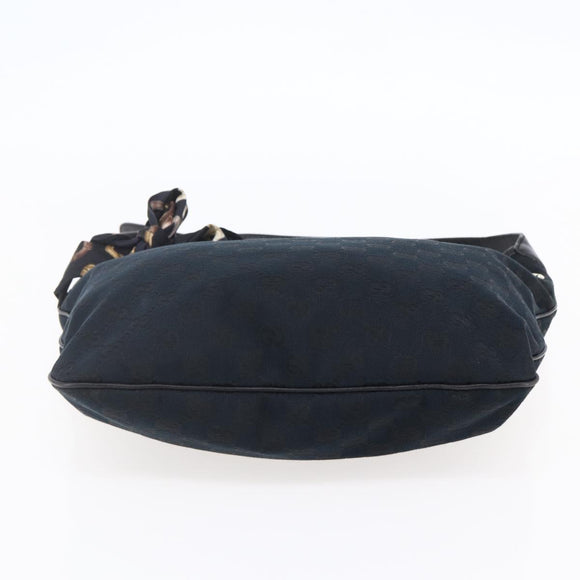 GUCCI GG Canvas Shoulder Bag Black Gold 155563 Auth 147670V