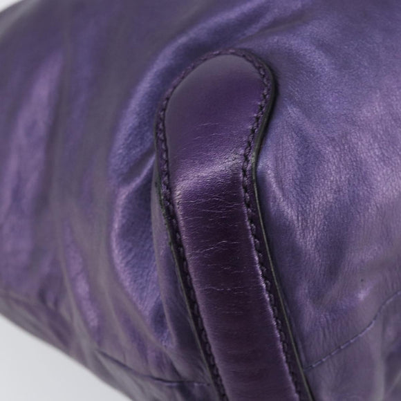 GUCCI Galaku Chain Shoulder Bag Leather Purple Silver 228560 Auth 147671