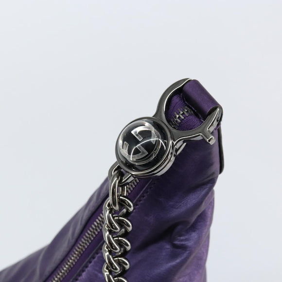 GUCCI Galaku Chain Shoulder Bag Leather Purple Silver 228560 Auth 147671