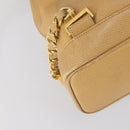CHANEL Backpack Caviar Skin Beige Gold CC Auth 147672-9