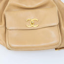 CHANEL Backpack Caviar Skin Beige Gold CC Auth 147672-21