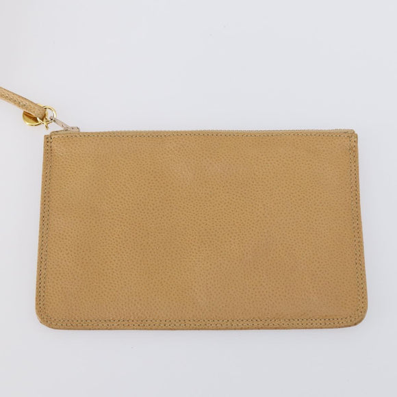 CHANEL Backpack Caviar Skin Beige Gold CC Auth 147672