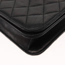 CHANEL Matelasse Chain Shoulder Bag Lamb Skin Black Gold CC Auth 147673-16
