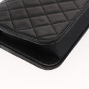 CHANEL Matelasse Chain Shoulder Bag Lamb Skin Black Gold CC Auth 147673-17