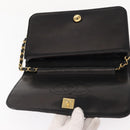 CHANEL Matelasse Chain Shoulder Bag Lamb Skin Black Gold CC Auth 147673-8