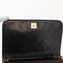 CHANEL Matelasse Chain Shoulder Bag Lamb Skin Black Gold CC Auth 147673-20