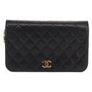 CHANEL Matelasse Chain Shoulder Bag Lamb Skin Black Gold CC Auth 147673-13